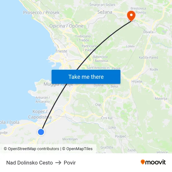 Nad Dolinsko Cesto to Povir map