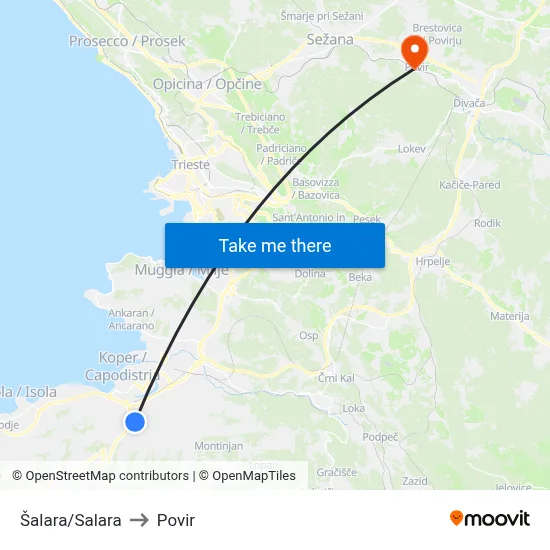 Šalara/Salara to Povir map