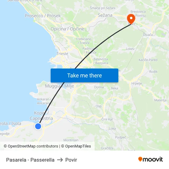 Pasarela - Passerella to Povir map