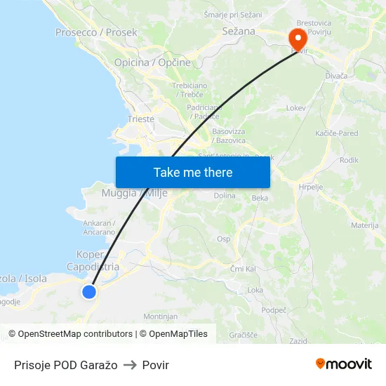 Prisoje POD Garažo to Povir map