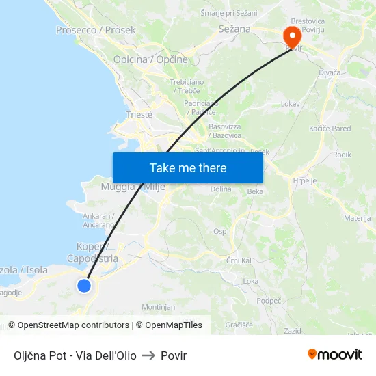 Oljčna Pot - Via Dell'Olio to Povir map