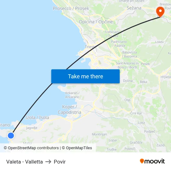 Valeta - Valletta to Povir map
