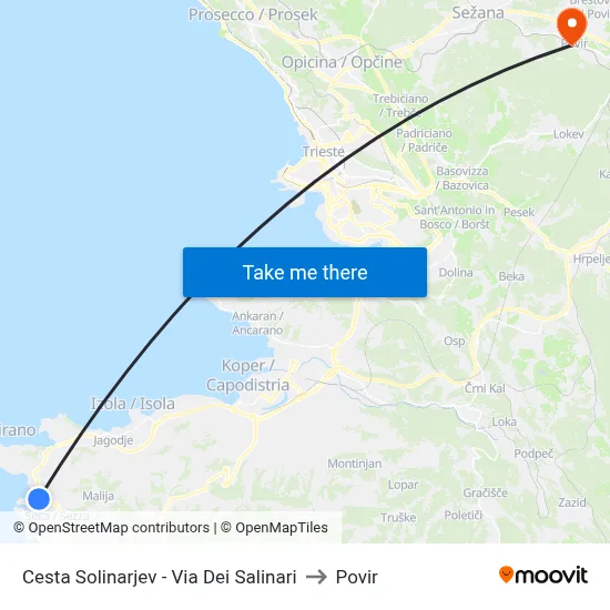 Cesta Solinarjev - Via Dei Salinari to Povir map