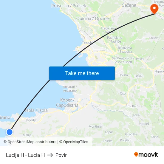 Lucija H - Lucia H to Povir map