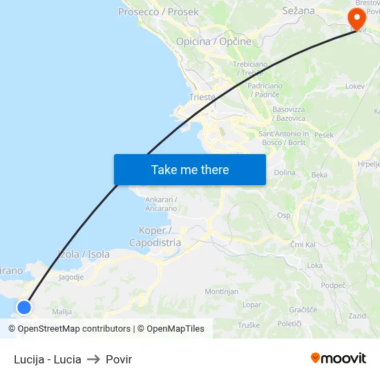 Lucija - Lucia to Povir map