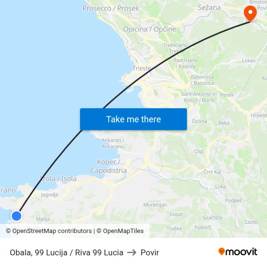 Obala, 99 Lucija / Riva 99 Lucia to Povir map