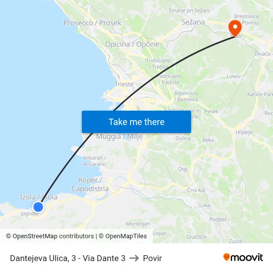 Dantejeva Ulica, 3 - Via Dante 3 to Povir map