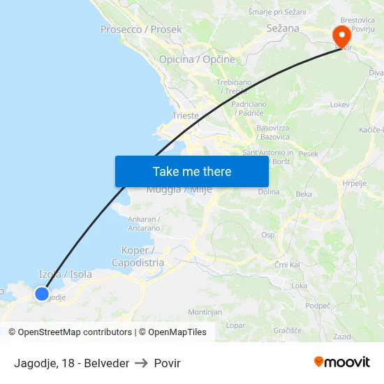 Jagodje, 18 - Belveder to Povir map