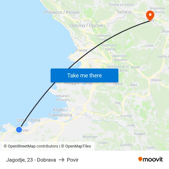 Jagodje, 23 - Dobrava to Povir map