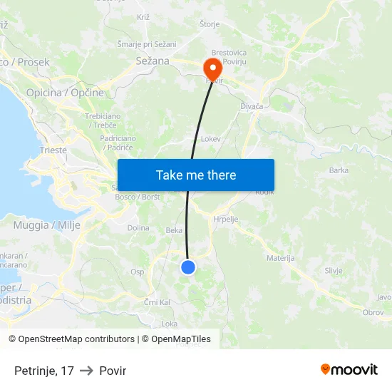 Petrinje, 17 to Povir map