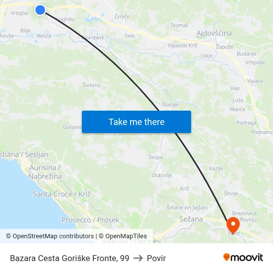 Bazara Cesta Goriške Fronte, 99 to Povir map