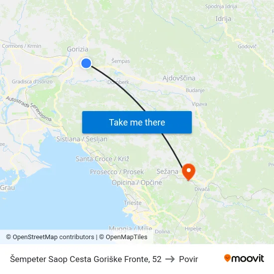 Šempeter Saop Cesta Goriške Fronte, 52 to Povir map