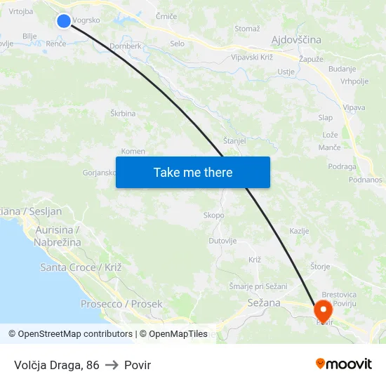 Volčja Draga, 86 to Povir map