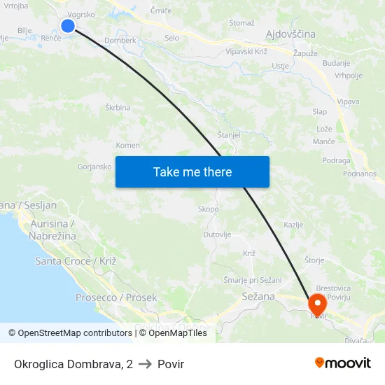Okroglica  Dombrava, 2 to Povir map