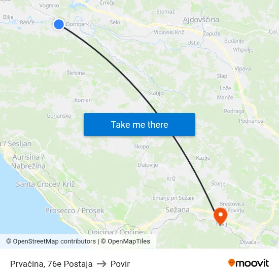 Prvačina, 76e  Postaja to Povir map