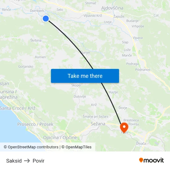 Saksid to Povir map