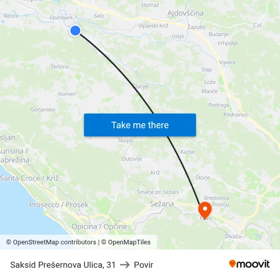 Saksid  Prešernova Ulica, 31 to Povir map