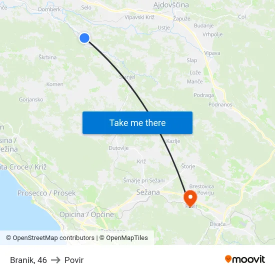Branik, 46 to Povir map