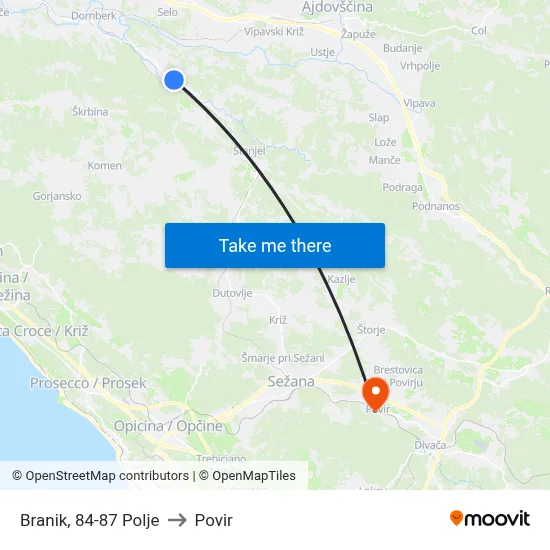 Branik, 84-87  Polje to Povir map