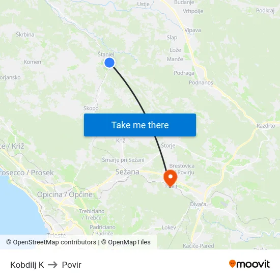 Kobdilj K to Povir map