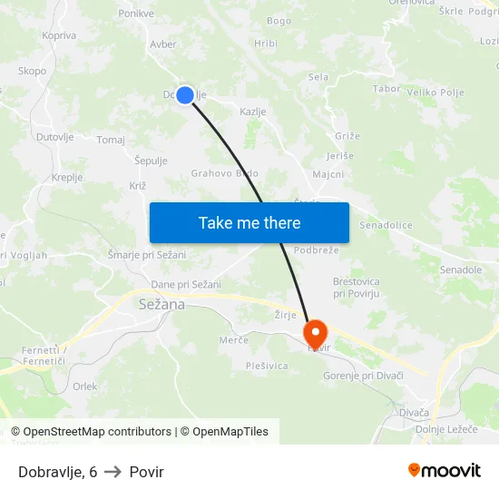 Dobravlje, 6 to Povir map
