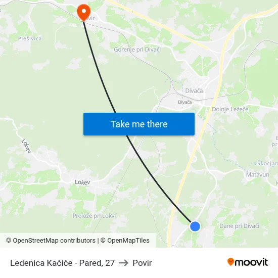 Ledenica Kačiče - Pared, 27 to Povir map