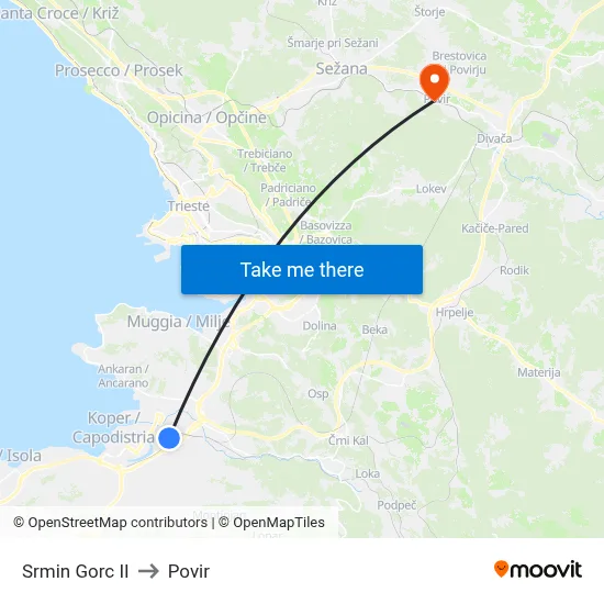 Srmin Gorc II to Povir map