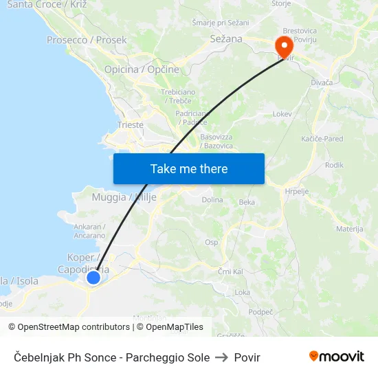 Čebelnjak Ph Sonce - Parcheggio Sole to Povir map