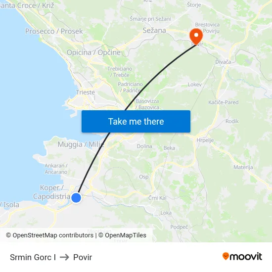 Srmin Gorc I to Povir map