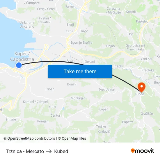 Tržnica - Mercato to Kubed map