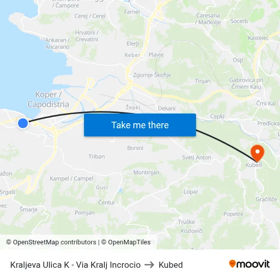 Kraljeva Ulica K - Via Kralj Incrocio to Kubed map