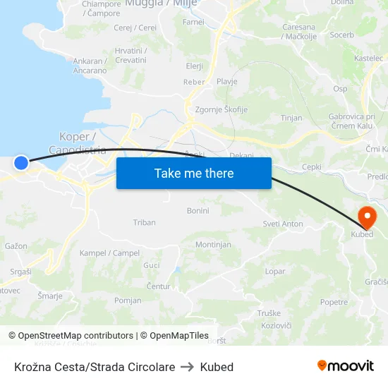 Krožna Cesta/Strada Circolare to Kubed map