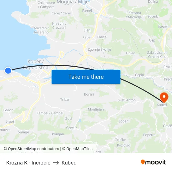 Krožna K - Incrocio to Kubed map
