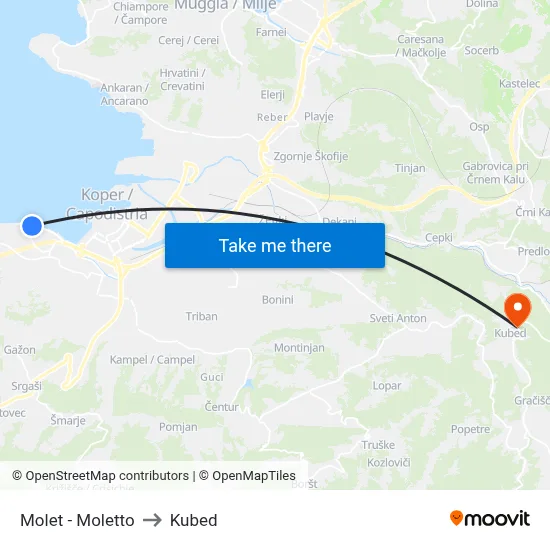 Molet - Moletto to Kubed map