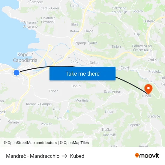Mandrač - Mandracchio to Kubed map