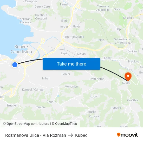 Rozmanova Ulica - Via Rozman to Kubed map