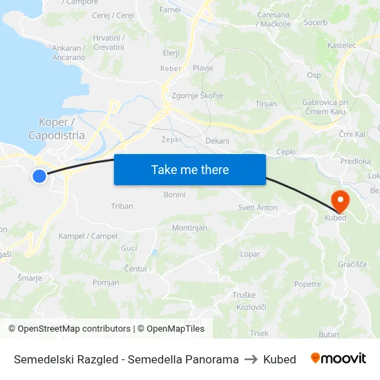 Semedelski Razgled - Semedella Panorama to Kubed map
