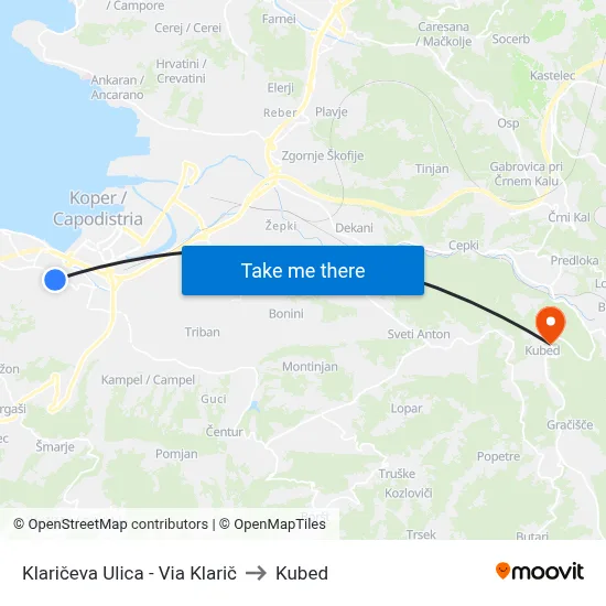 Klaričeva Ulica - Via Klarič to Kubed map
