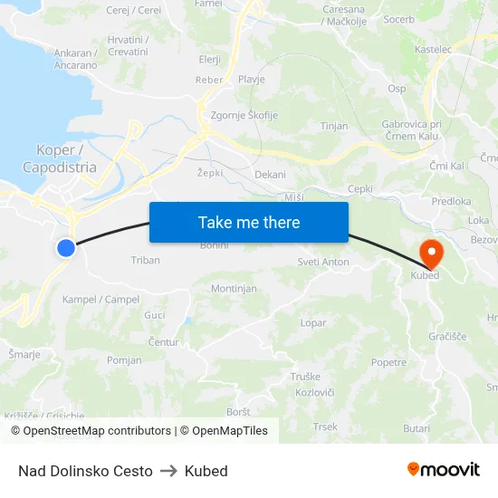 Nad Dolinsko Cesto to Kubed map