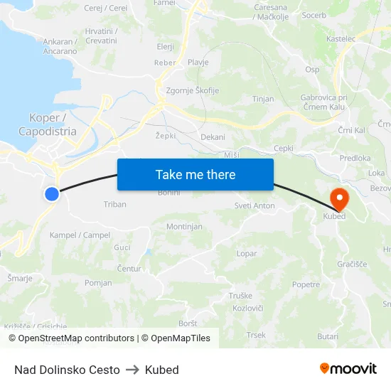 Nad Dolinsko Cesto to Kubed map