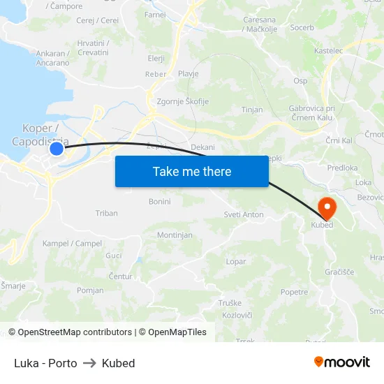 Luka - Porto to Kubed map