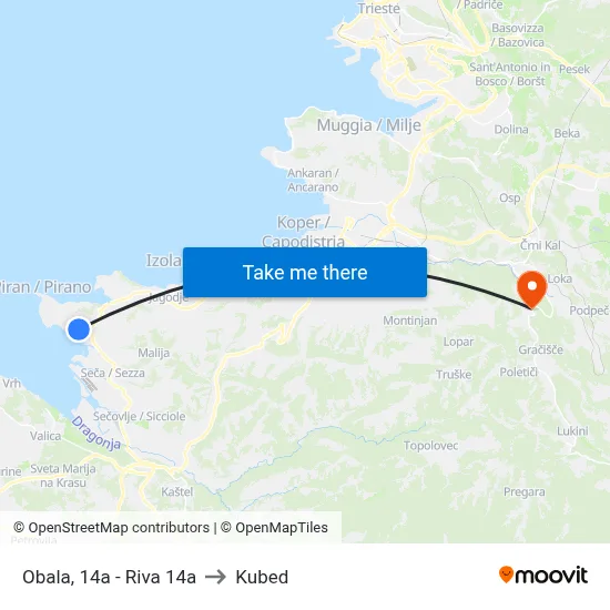 Obala, 14a - Riva 14a to Kubed map