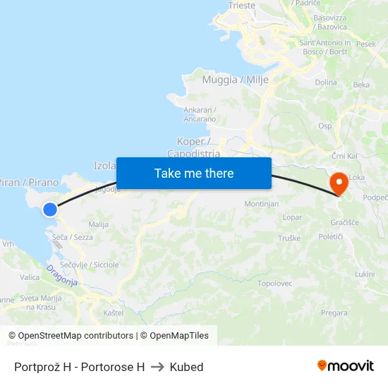 Portprož H - Portorose H to Kubed map