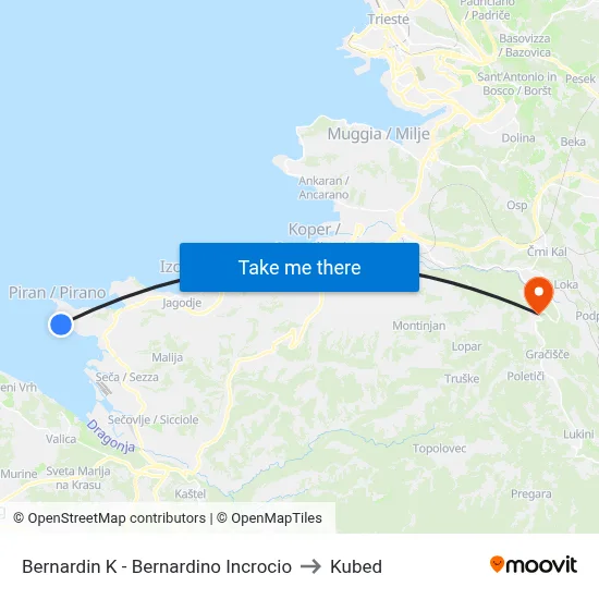 Bernardin K - Bernardino Incrocio to Kubed map
