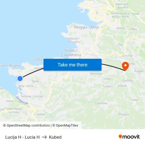 Lucija H - Lucia H to Kubed map