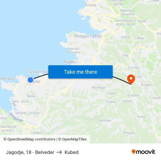 Jagodje, 18 - Belveder to Kubed map