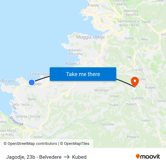 Jagodje, 23b - Belvedere to Kubed map