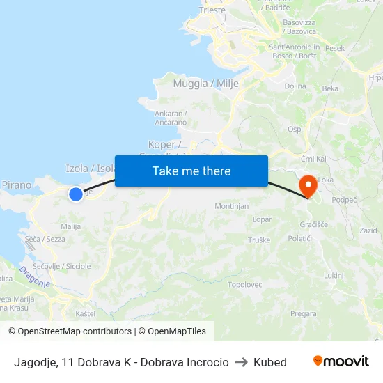 Jagodje, 11  Dobrava K - Dobrava Incrocio to Kubed map