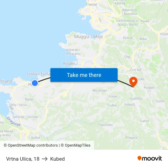 Vrtna Ulica, 18 to Kubed map