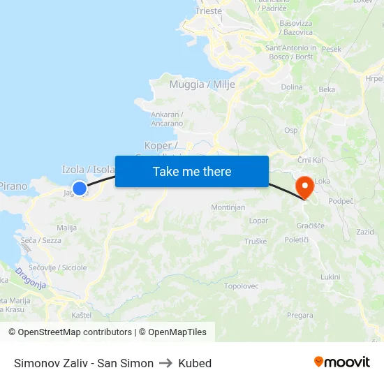 Simonov Zaliv - San Simon to Kubed map